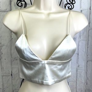 Are You Am I Elodie Crop Top Bra 100% Cream Silk Longline Bra Bralette